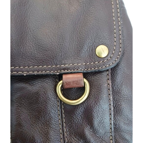 Fossil Morgan Traveler Brown Pebbled Leather Crossbody Lg Messenger Bag - Picture 5 of 11